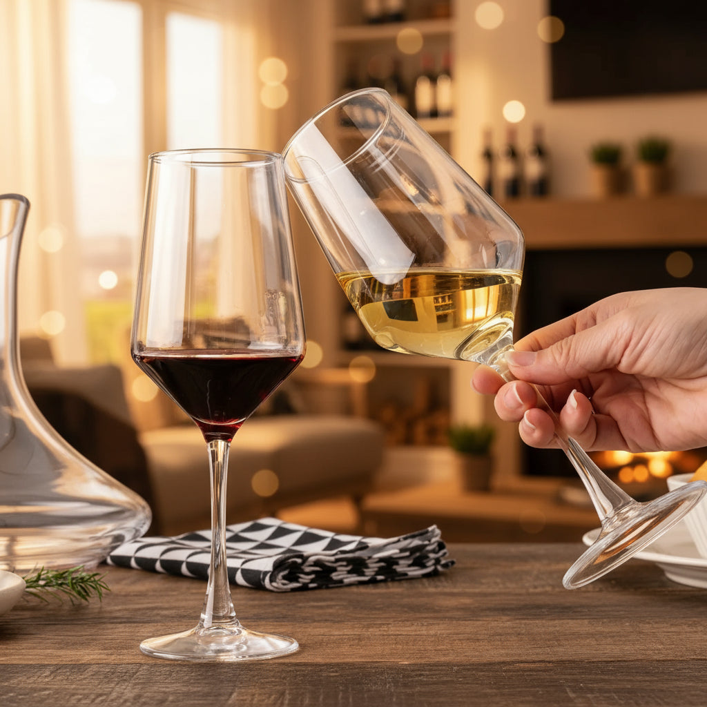 Wine Glasses Set of 6, 13.5Oz Red & White Wine Glasses for Party (Clear）