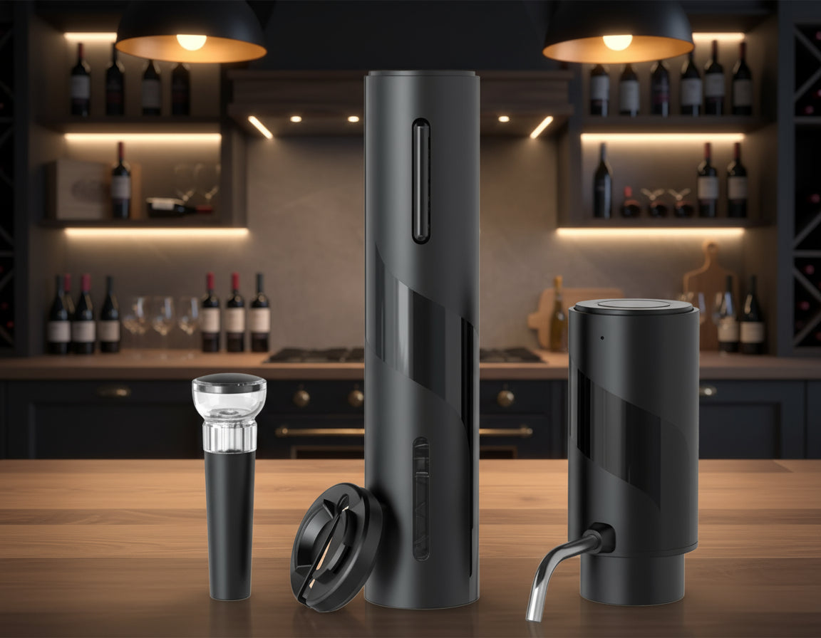 Electric Wine Opener Setusb Rechargeable Bottle Opener and Wine Decanter&Wine Aerator and Pourerwine Stopperfoil Cutter 4-In-1 Gift Set for Wine Lovers Home Kitchen Party Wedding Bar SGS-KD-7