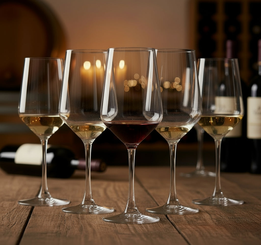 Wine Glasses Set of 6, 13.5Oz Red & White Wine Glasses for Party (Clear）